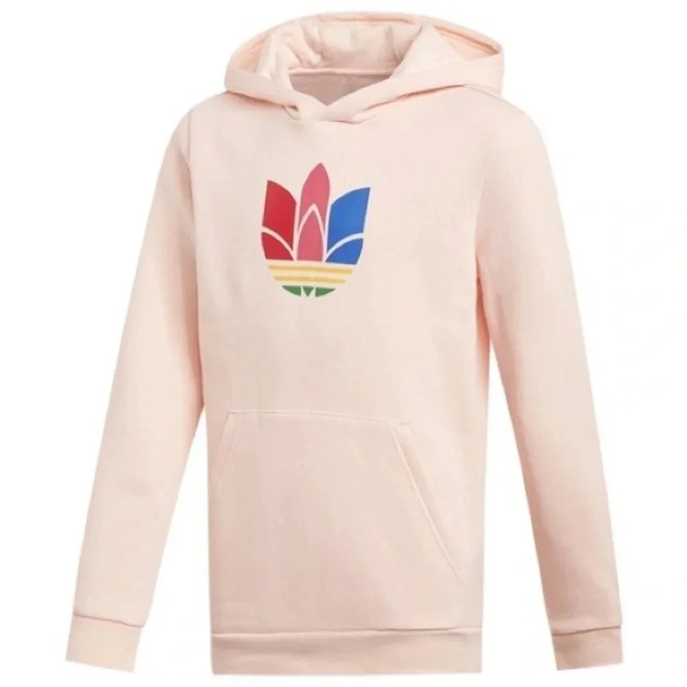 Adidas Trefoil Logo Hoodie Sweatshirt Jacket Coral Haze Pullover Top Long Sleeve